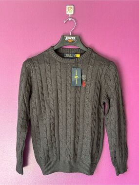 Ralph Lauren Men's Cable Knit Crewneck Sweater - Charcoal